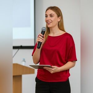 43.Banana Republic Rich satin Red Short Sleeve Top. Size M